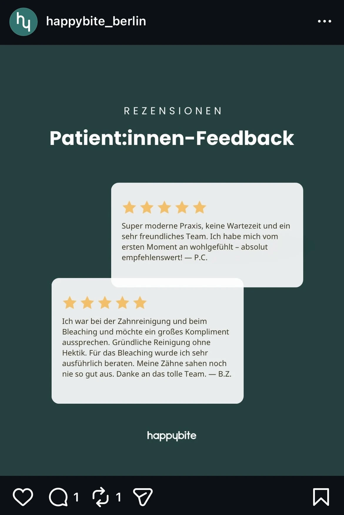 Instagram: Patientinnen-Feedback.