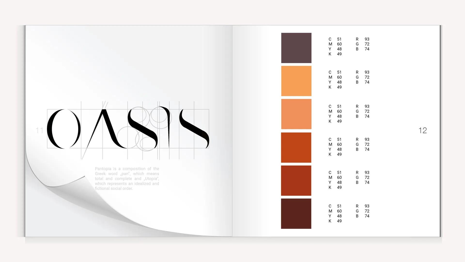 Wortmarke OASIS und Farbpalette.